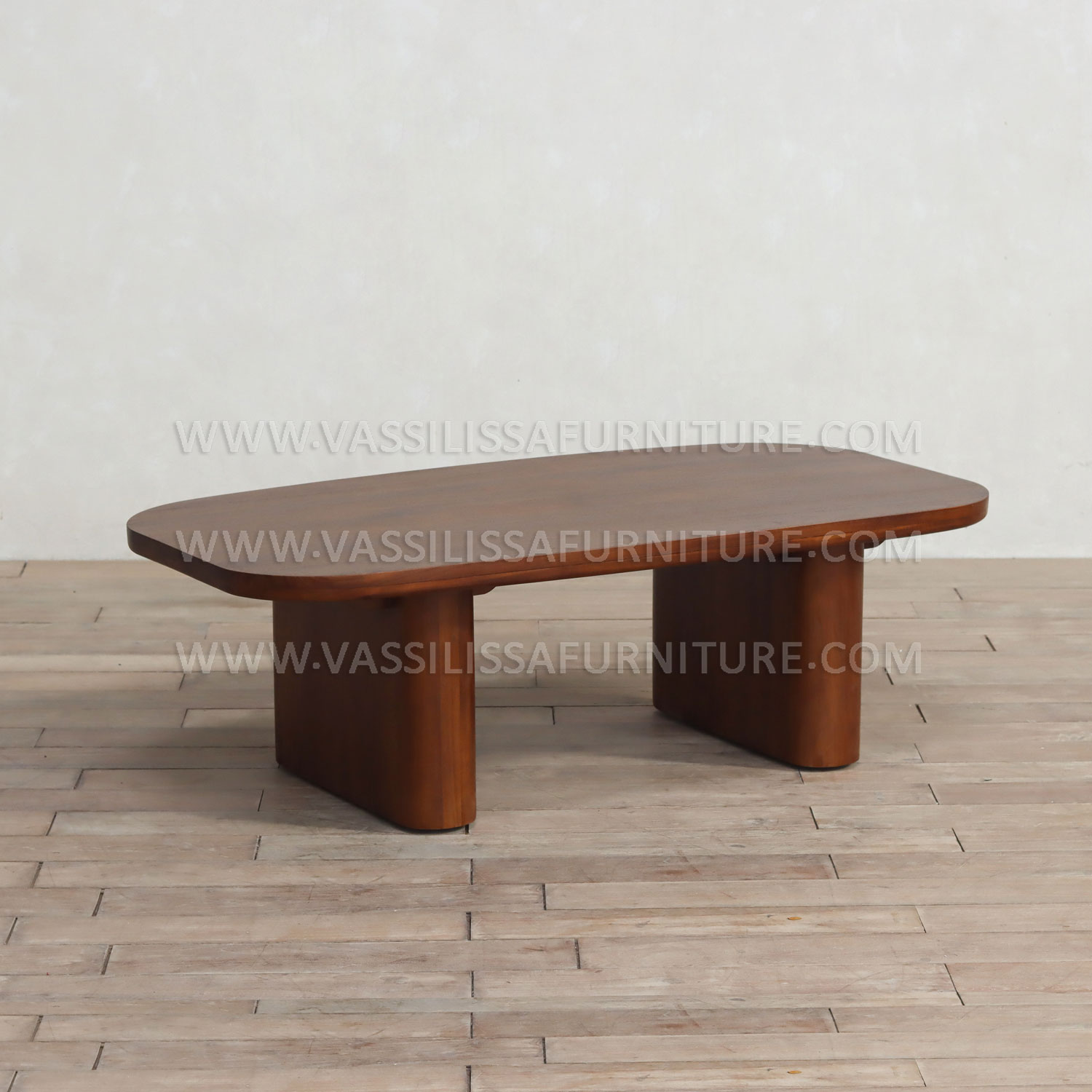 Aleza walnut coffee table with sculptural wooden legs | organic oval top modern centerpiece table for contemporary interiors