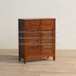 Trace walnut buffet cabinet with louvered doors and drawers | mid-century modern dining furniture with tapered legs
