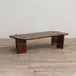Kay minimalist walnut coffee table with organic form and solid wood construction | contemporary low-profile living room table