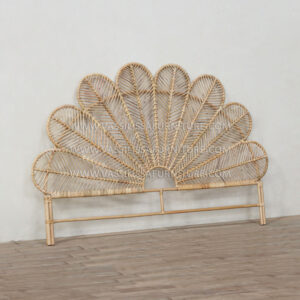 Salomon natural rattan headboard with handwoven peacock leaf design | sculptural statement bed headboard contemporary bohemian bedroom